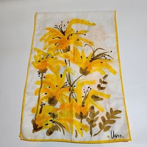VERA NEUMANN Yellow floral vintage scarf 44"L x 14"W